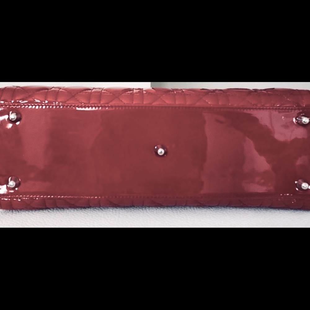 CHRISTIAN DIOR Dark RED / light Burgundy patten leather Cannag Bag - Picture 14 of 16